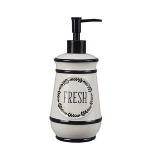 NEW! Farmhouse Ceramic Soap Dispenser Country Shabby Chic Cottagcore Black